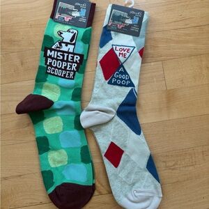 Blue Q Men's Fun Socks - Green, Brown, Red, Blue